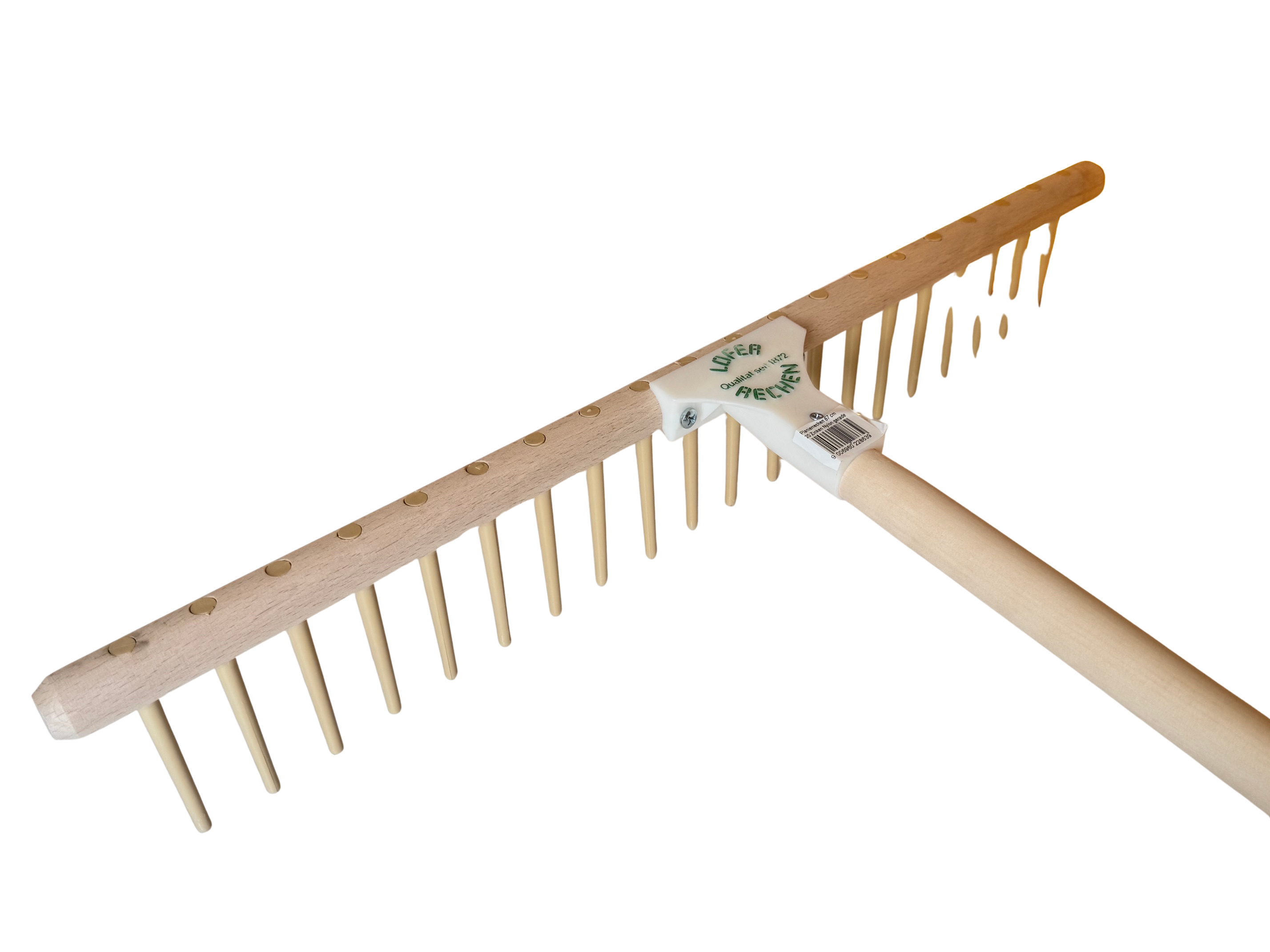 Planierrechen 67 cm, 20 Nylon-Zinken gerade mit Stiel