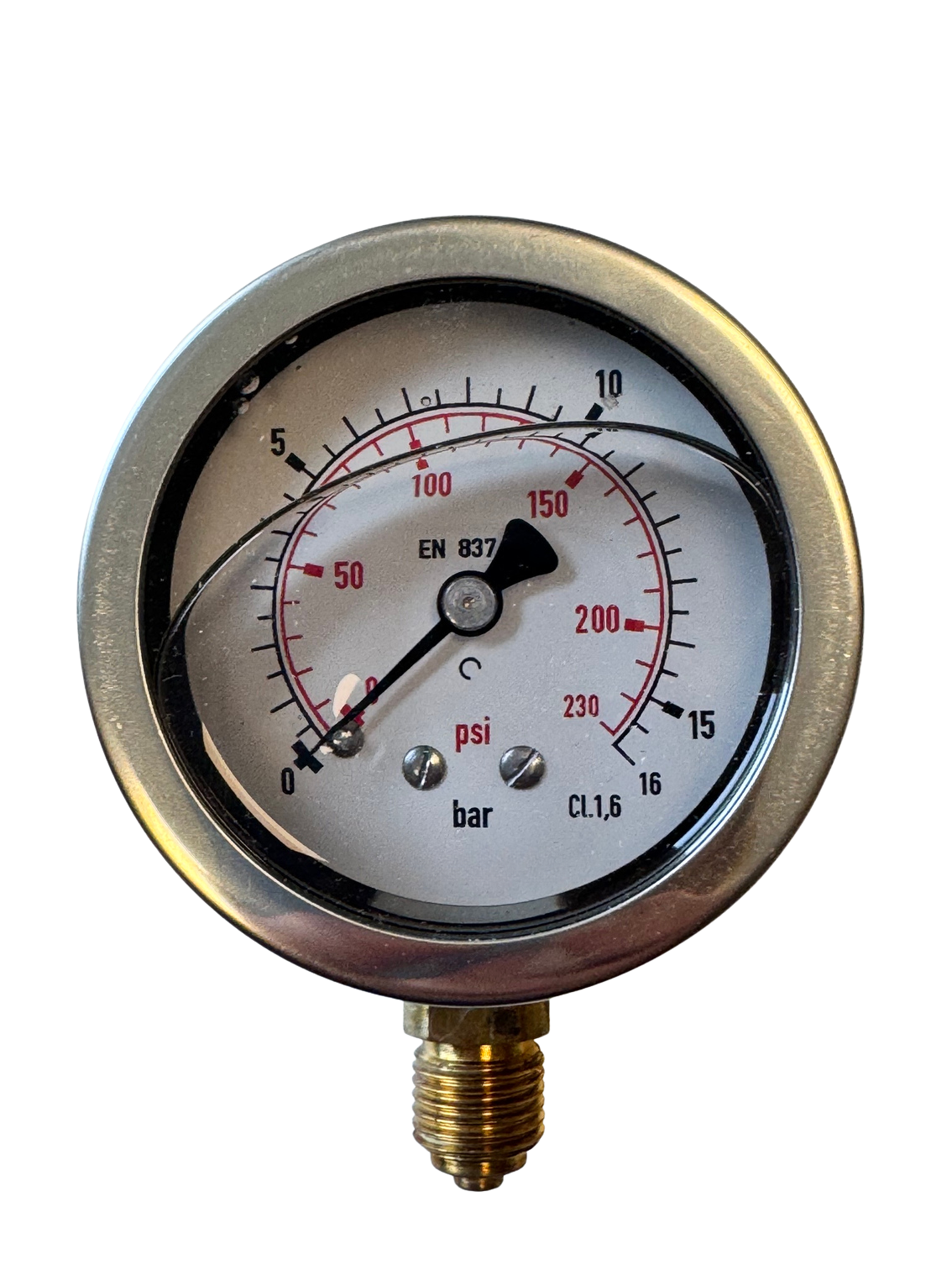 Manometer 0-10 bar 63mm Glyzerin Ventil unten/senk