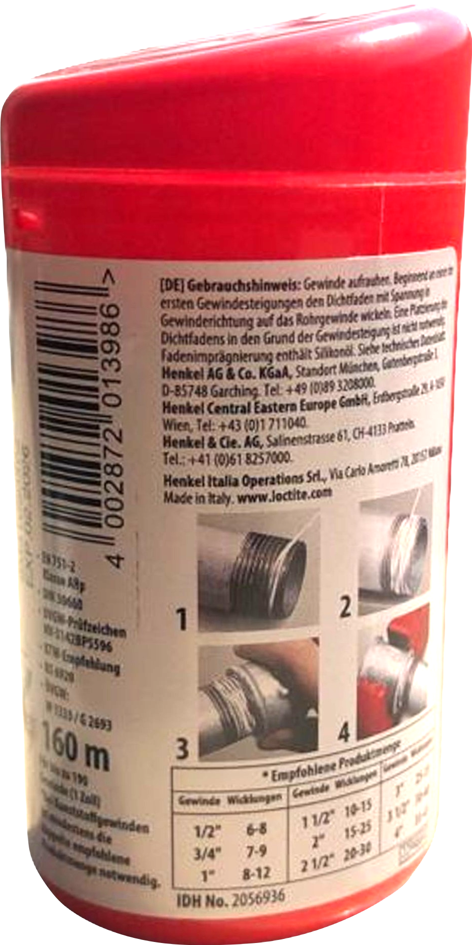 Gewindedichtfaden LOCTITE® 55 Rueckansicht