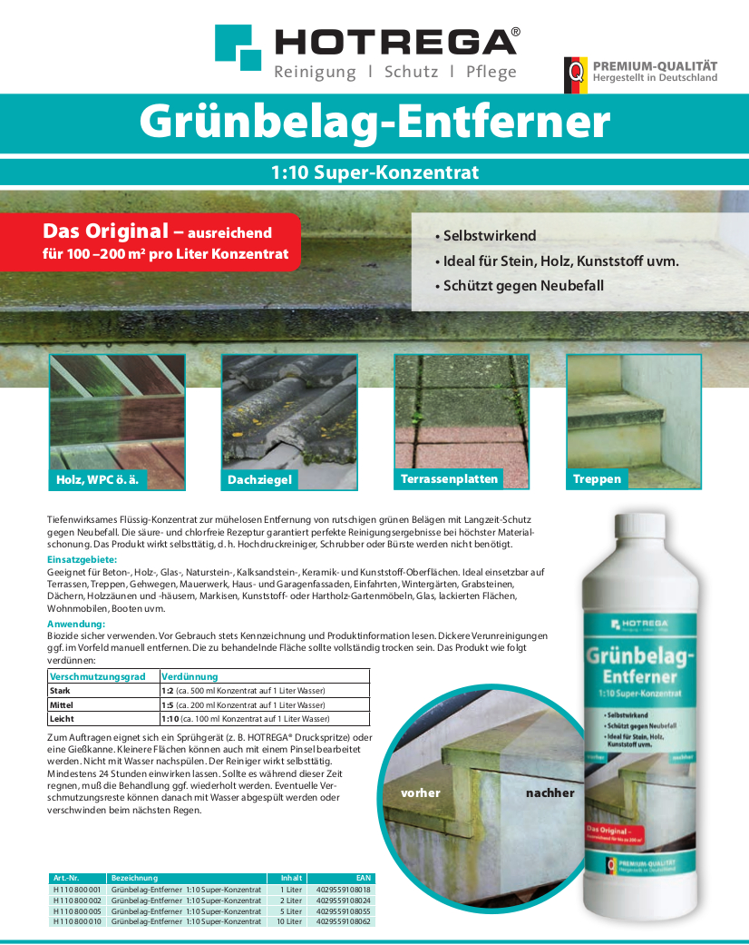 Gruenbelagentferner Anleitung