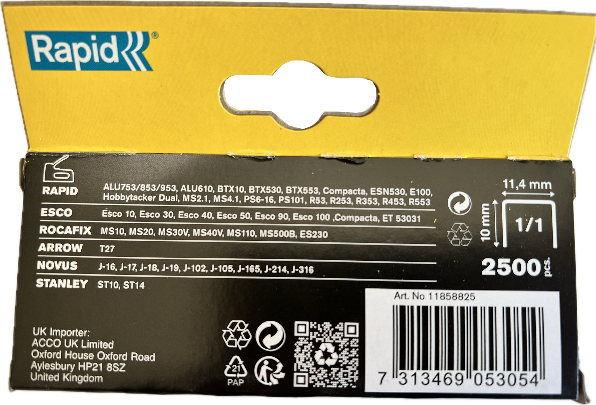 Heftklammern 053/6 mm 2500 Stück Rückseite