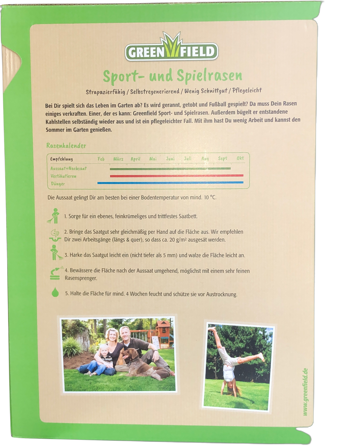 Greenfield Sport- und Spielrasen Rückseite