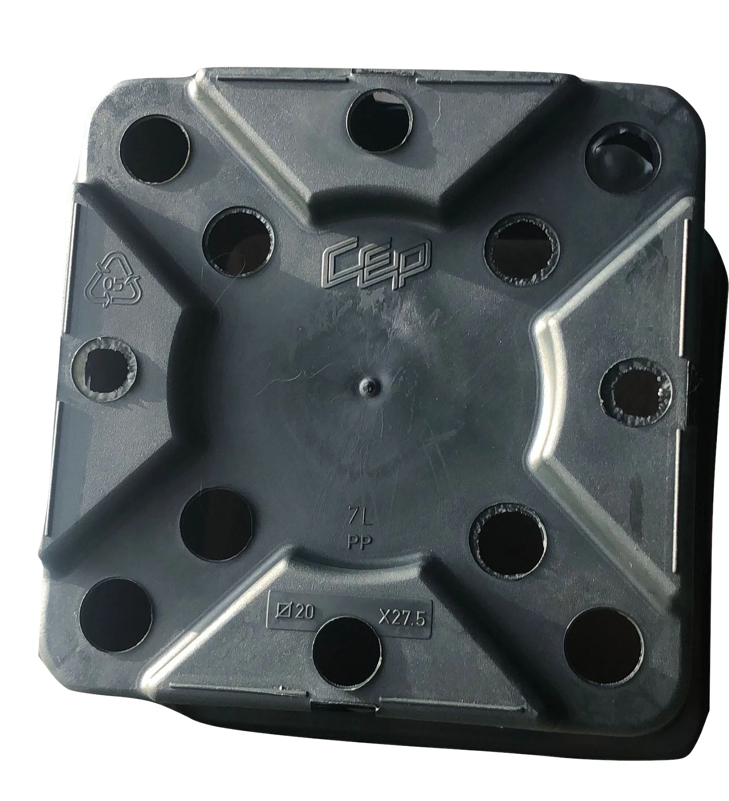 Viereck Topf 20x20x27,5 7 l schwarz Boden